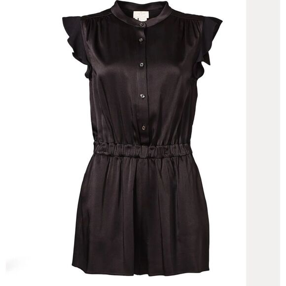 Kate Spade Crepe Romper Cap Sleeve With Ruffle Detail Black Size 8 - Picture 16 of 16